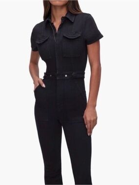 NWT Good American Fit for Success Jumpsuit Black Denim Size Large